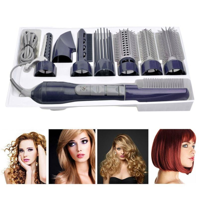 Brosse Soufflante Coiffante 8 En 1 Pour Sécher Lisser Et Boucler Avec 8 Accessoires Double Voltage - www.yonis-shop.com