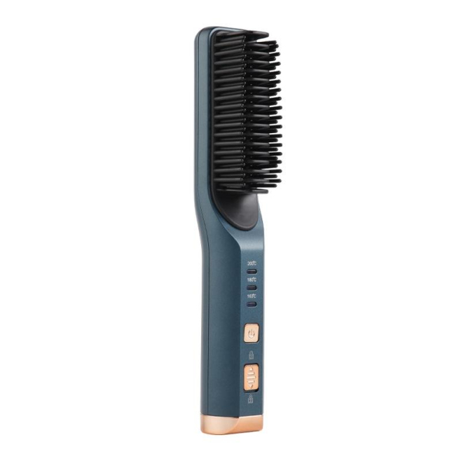 Brosse Lissante 2 En 1 Mini Sans Fil Pour Lisser Et Boucler Chauffe Rapide 3 Températures USB Bleu - www.yonis-shop.com