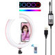 Anneau Lumineux LED RGBW 26 Cm Pour Vlog Photo Vidéo Dimmable USB Avec Rotule 360° Télécommande Et Support Smartphone - www.y...