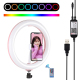 Anneau Lumineux LED RGBW 26 Cm Pour Vlog Photo Vidéo Dimmable USB Avec Rotule 360° Télécommande Et Support Smartphone - www.y...