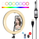 Anneau Lumineux LED RGBW 26 Cm Pour Vlog Photo Vidéo Dimmable USB Avec Rotule 360° Télécommande Et Support Smartphone