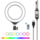 Anneau Lumineux LED RGBW USB Pour Vlog Photo Et Vidéo 16 cm Dimmable Bluetooth Avec Télécommande Et Rotule 360° - www.yonis-s...