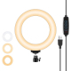 Anneau Lumineux LED Pour Vlogging Photographie Et Vidéo USB 16 Cm 3 Couleurs Intensité Réglable Tête Rotative 360°