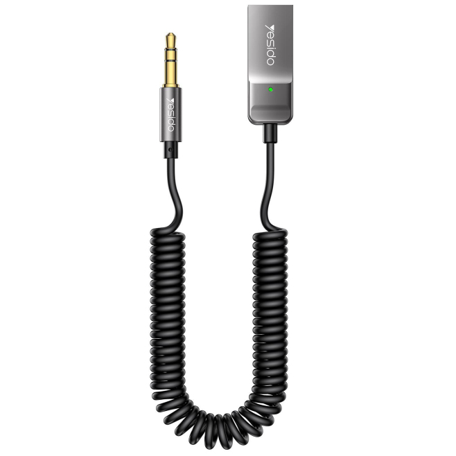 Adaptateur Audio Bluetooth 5.0 AUX 3.5 mm Pour Voiture Et Enceinte Avec Appels Mains Libres Et Câble Ressort 1.4 m - www.yoni...