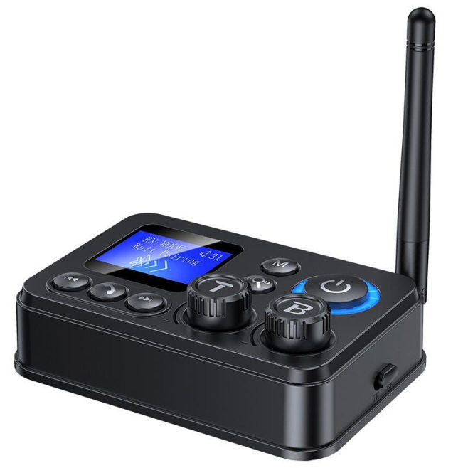 Adaptateur Audio Bluetooth 5.4 Émetteur Récepteur 2 En 1 RCA AUX Sans Fil Avec Écran LCD Portée 20 M USB TF - www.yonis-shop.com