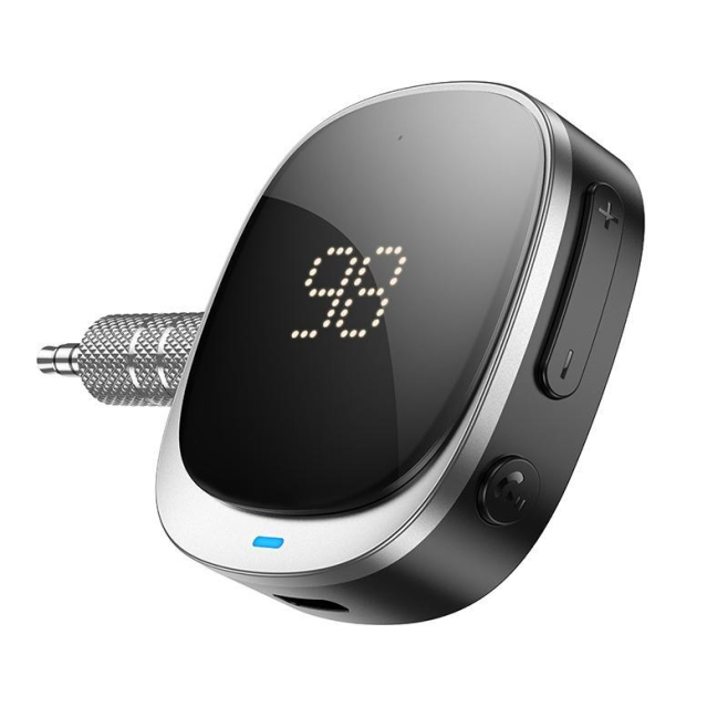 Récepteur Audio Bluetooth AUX Pour Voiture Avec Micro Intégré Appels Mains Libres Autonomie 12 Heures Et Affichage LED - www....