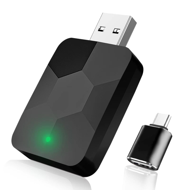 Adaptateur USB Sans Fil 2 En 1 Apple CarPlay Android Auto Plug And Play Compatible iOS 10 Et Android 11 Avec Commande Vocale ...