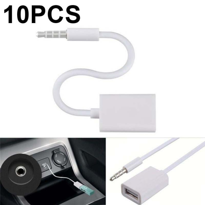 Câble Audio Adaptateur AUX 3 5 Mm Vers USB Pour Voiture 10 Pièces 14 Cm En PVC Résistant À La Flexion - www.yonis-shop.com