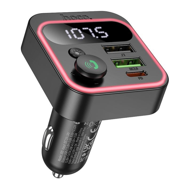 Transmetteur FM Bluetooth Pour Voiture Avec Kit Mains Libres Charge USB C PD 20W USB A QC 18W Jusqu’À 38W Écran LED - www.yon...