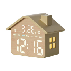 Réveil Numérique De Chevet En Forme De Maison Avec Veilleuse 4 Niveaux De Luminosité Double Alarme Et USB