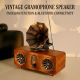 Enceinte Bluetooth Vintage Style Gramophone Aspect Bois Noyer Avec Radio FM USB TF AUX Batterie Rechargeable 1800 mAh - www.y...