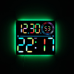 Horloge Murale Numérique LED Grand Format À Chiffres RGB Changeants Double Alarme Et Minuteur