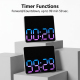 Horloge Murale Numérique LED Grand Format À Chiffres RGB Changeants Double Alarme Et Minuteur - www.yonis-shop.com