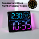 Horloge Murale Numérique LED Grand Format À Chiffres RGB Changeants Double Alarme Et Minuteur - www.yonis-shop.com