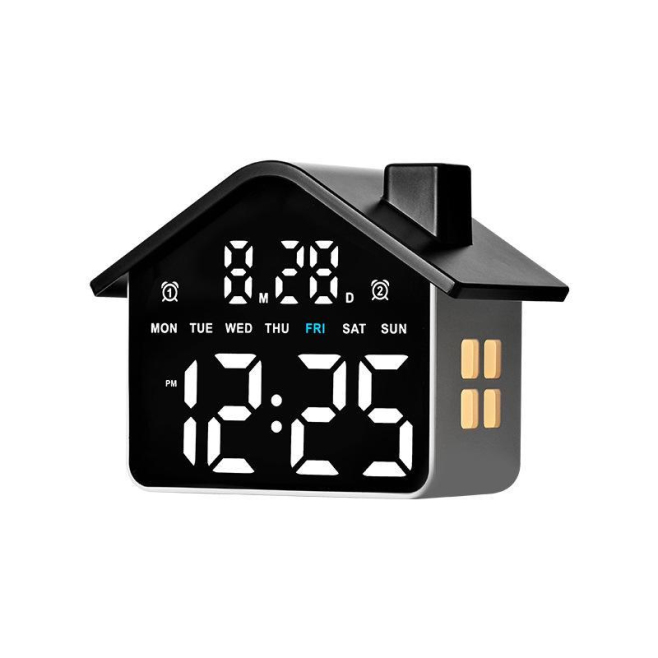 Réveil Numérique En Forme De Maison Avec Veilleuse Intégrée Double Alarme Minuterie Et 4 Niveaux De Luminosité - www.yonis-sh...