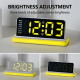 Réveil Numérique LED À Grand Écran Miroir Avec Veilleuse Multicolore 2 Alarmes Et Port USB De Recharge - www.yonis-shop.com