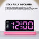 Réveil Numérique LED À Grand Écran Miroir Avec Veilleuse Multicolore 2 Alarmes Et Port USB De Recharge - www.yonis-shop.com