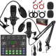 Kit De Deux Microphones Condensateurs Pour Podcast Duo Avec Carte Son Live Effets Vocaux Et Bras Articulés