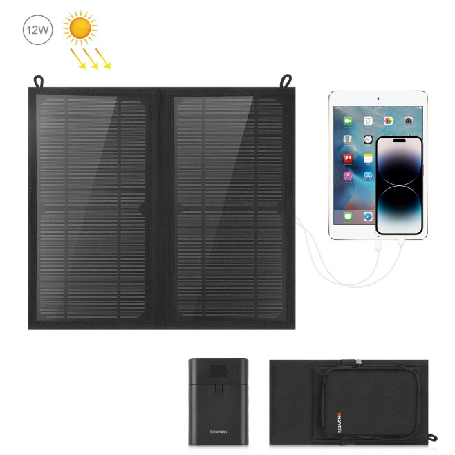 Chargeur Solaire Pliable 12 W Pour Smartphones Et Tablettes À Double Port USB Charge Rapide QC3.0 AFC - www.yonis-shop.com