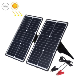 Panneaux Solaires Monocristallins 2 x 20 W Pour Batterie Avec USB QC3.0 AFC Et Pinces Crocodile