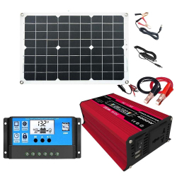 Kit Solaire Convertisseur 12 V Vers 110 220 V 300 W Contrôleur 30 A Panneau 18 W USB 5 V