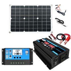 Kit Onduleur Solaire 300 W 12 V Avec Régulateur 30 A Et Panneau 18 W Sortie 110/220 V USB