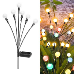 Lampes Solaires De Jardin À Lucioles 2 Pièces Étanches 6 Têtes Colorées Allumage Automatique 8 À 12 H Hauteur 70 Cm - www.yon...