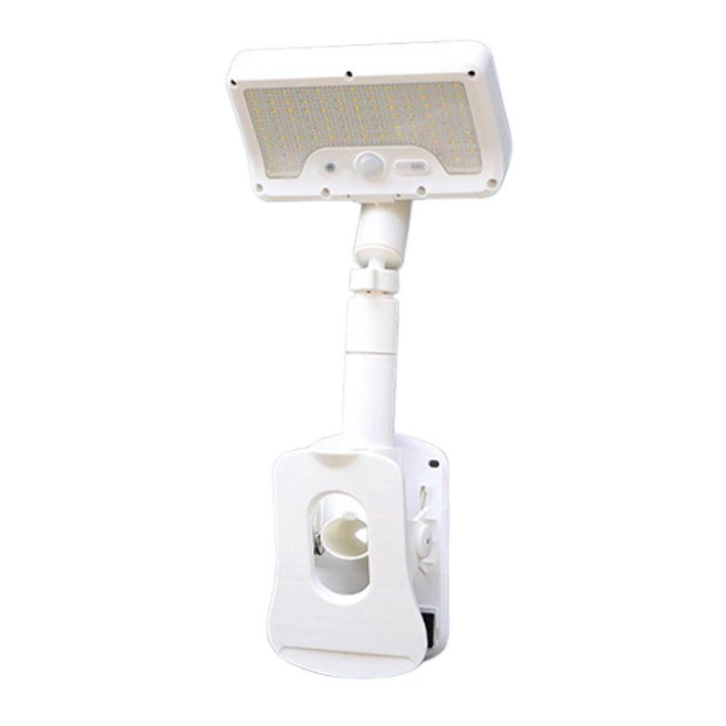 Lampe Solaire Extérieure À Détection De Mouvement À Pince 92 LED IP65 Orientable À 360° Rechargeable Solaire Et USB - www.yon...