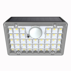 Lampe Murale Solaire À Détection Avec Éclairage Bicolore IP65 39 LED Recharge Solaire Ou Secteur Pour Cour Garage Et Couloir