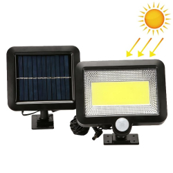 Lampe Solaire Murale Extérieure COB À Détecteur De Mouvement Avec Panneau Séparé IP65 Autonomie De Plus De 10 Heures