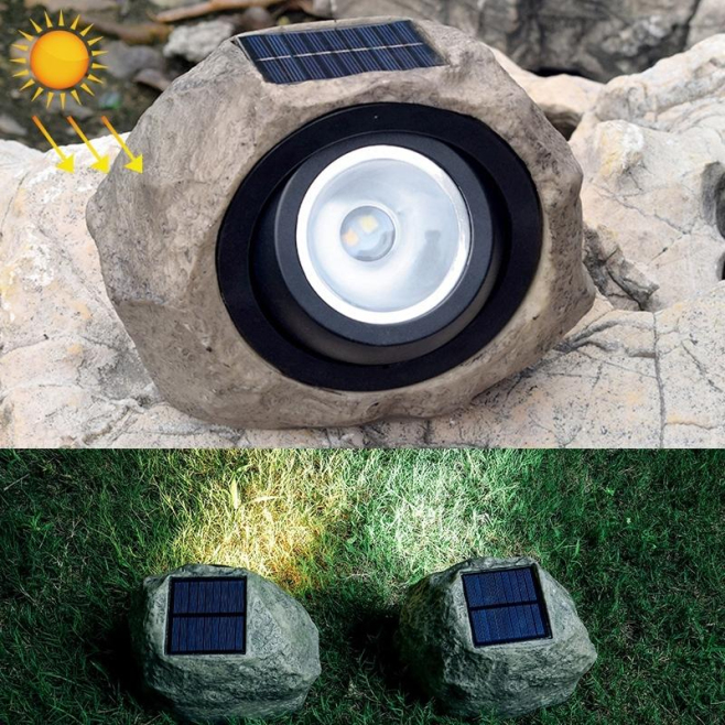 Projecteur Solaire LED Effet Pierre Pour Jardin Étanche IP65 À Allumage Automatique 8 Heures - www.yonis-shop.com