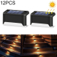 Lampes Solaires LED Pour Escaliers Extérieurs 12 Pièces Étanches IP65 Blanc Chaud Marron Allumage Automatique 8 À 10 Heures