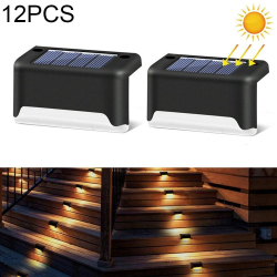 Lampes Solaires LED Pour Escaliers Extérieurs 12 Pièces Étanches IP65 Blanc Chaud Marron Allumage Automatique 8 À 10 Heures