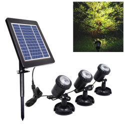 Projecteur Solaire 3 Têtes Pour Jardin Et Piscine Lumière Chaude Étanchéité IP68 Éclairage Jusqu’à 20 Heures