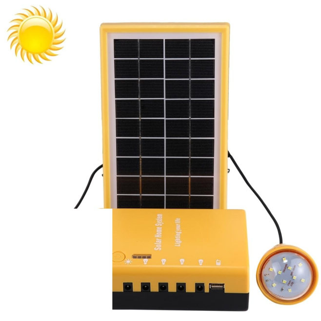 Kit Solaire Portable Rechargeable Pour Éclairage LED Et Recharge Avec Ampoules Batterie Intégrée Et Support TF - www.yonis-sh...