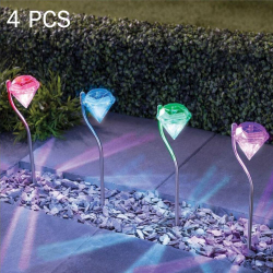 Lampes Solaires LED Pour Jardin Et Allée 4 Pièces Décor Diamant IP44 Autonomie De Plus De 10 Heures en soirée