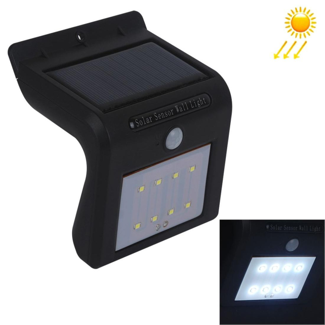 Lampe Murale Solaire À Détecteur De Mouvement Étanche IP65 8 LED Lumière Blanche Autonomie Jusqu’à 10 Heures - www.yonis-shop...