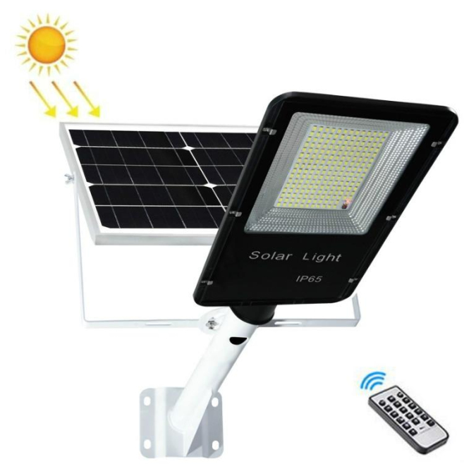 Lampadaire Solaire LED Extérieur 204 LED IP65 Avec Télécommande Panneau Solaire 25 W Batterie 24000 mAh - www.yonis-shop.com
