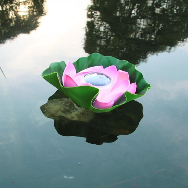 Lampe Solaire Flottante Lotus Rose Pour Jardin IP65 Étanche Avec Allumage Automatique Nocturne 28x28 cm - www.yonis-shop.com