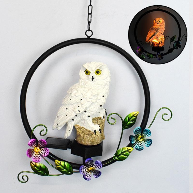 Suspension Solaire De Jardin En Forme De Hibou LED Blanc Étanche IP65 Autonomie 6 À 8 Heures Capteur Crépusculaire - www.yoni...