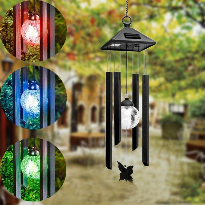 Lampe Solaire LED Suspendue Pour Jardin Avec Carillon Éolien Étanche IP65 À Couleurs Changeantes - www.yonis-shop.com