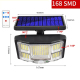 Applique Murale Solaire Extérieure 168 LED À Détection De Mouvement Étanche Orientable Avec Télécommande Et 3 Modes D’Éclaira...
