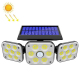 Lampe Murale Solaire 138 LED À Trois Têtes Orientables Avec Détecteur De Mouvement IP65 Et 3 Modes