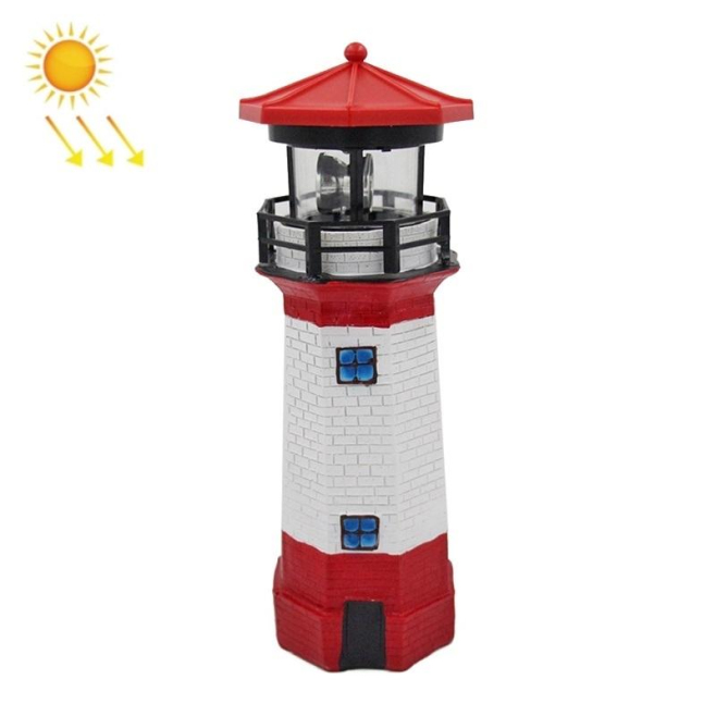 Lampe Solaire Décorative Phare LED Rotative En Résine Pour Jardin Autonomie 6 À 12 Heures IP44 Batterie Non Incluse - www.yon...