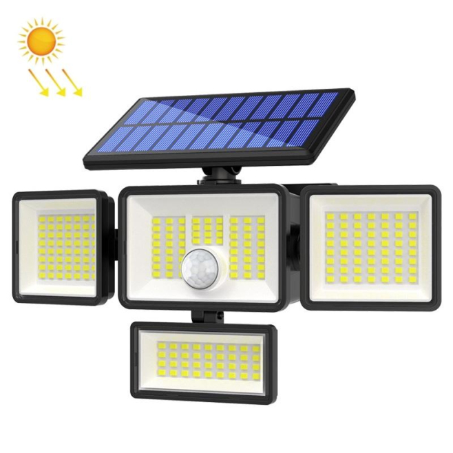 Lampe Solaire Murale Extérieure À Détecteur De Mouvement 208 LED 3 Modes IP44 Panneau Orientable - www.yonis-shop.com