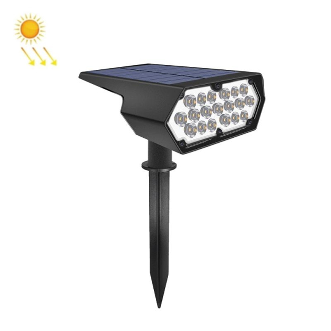 Projecteur Solaire Extérieur 19 LED Pour Jardin Orientable IP65 Avec 8 À 12 H D’Autonomie Pose Murale Ou Sur Piquet - www.yon...