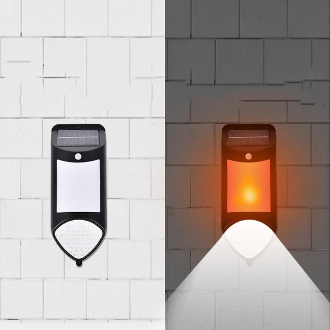 Lampe Solaire De Jardin À Détection De Mouvement Effet Flamme 59 LED Étanche Avec Deux Modes D’Éclairage - www.yonis-shop.com