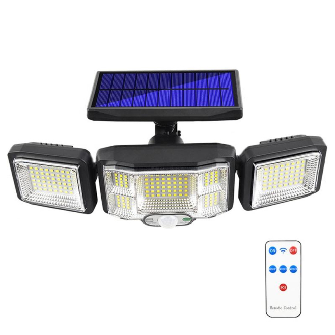 Lampe Murale Solaire LED Extérieure 192 LED À Détecteur De Mouvement 450 À 500 Lumens Télécommande 3 Modes Étanche - www.yoni...