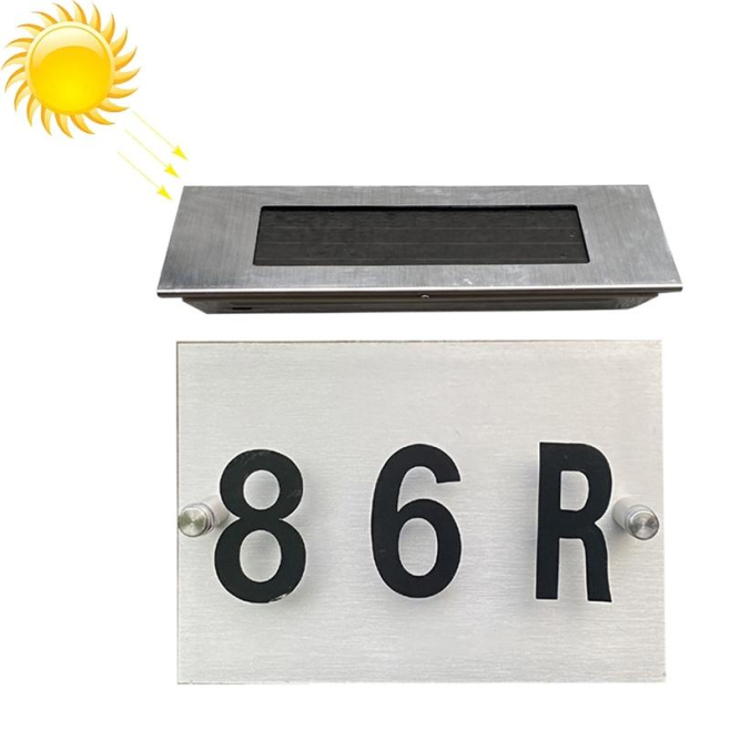 Plaque Numéro De Maison Solaire Murale 4 LED En Inox Chiffres Et Lettres Personnalisables IP44 6 À 8 H - www.yonis-shop.com