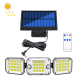 Lampe Murale Solaire Extérieure 224 LED Avec Détecteur De Mouvement Triple Tête Orientable IP67 Télécommande Et Éclairage 270°
